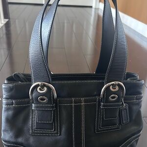 Vintage Black Leather Coach Soho Tote Bag